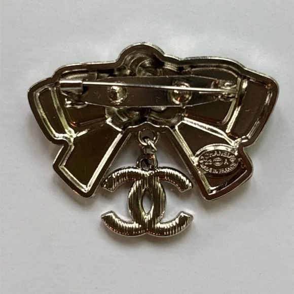 Chanel Camellia Bow Black Pin Brooch 21C - Picture 3 of 9